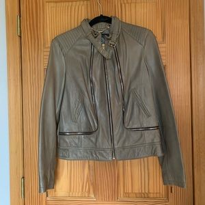 Never worn! Taupe leather jacket